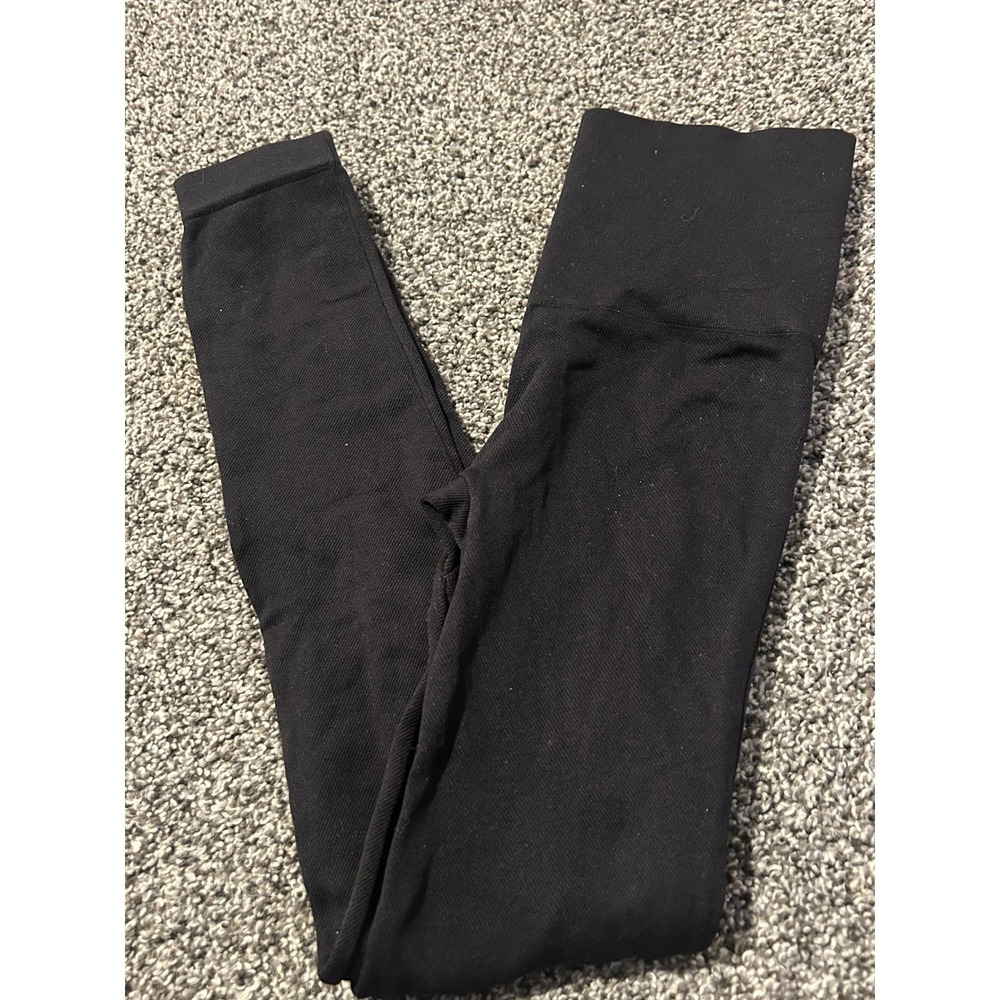 SPANX Black Seamless Ribbed High Waist Leggings Women's S P